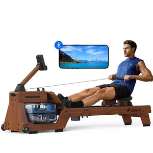 MERACH R14 Vogatore D'acqua in Legno Solido Allenamento Esercizio Fitness - Foto 1 di 10