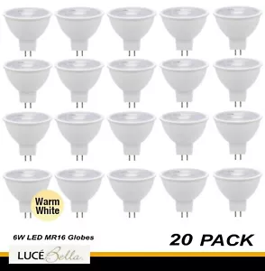 20 x 6W 12V MR16 LED Downlight Globes Light Bulbs 3000K Warm White 500Lm - 60D - Picture 1 of 1