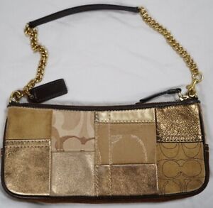 Women's Small COACH Holiday Patchwork Clutch Chain F11410 Purse Handbag