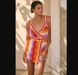 New women's M Farm Rio x Anthropologie crochet mini wrap cover-up dress - Picture 1 of 14