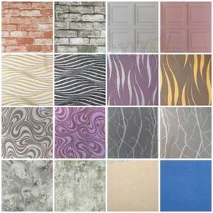 Silver Grey 3D Damask Wallpaper Wave Striped Textured Embossed Rolls.Wall·Decors - Picture 1 of 301