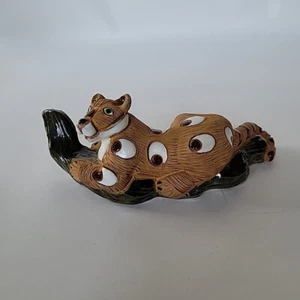 Figurine Leopard Tree Branch Peru Casals Folk Art Terra Cotta - Picture 1 of 5