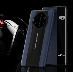 For Huawei Mate 40 RS Porsche Design 5G GENUINE LEATHER FLIP SMART CASE COVER - Picture 1 of 16
