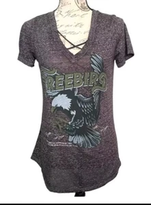 Lyric Culture Red Label FREEBIRD Womens Burnout Tee Size M Short Sleeve Shirt - Picture 1 of 6