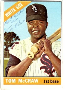 Signed 1966 Topps TOM MCCRAW Chicago White Sox card #141 COA - Picture 1 of 1