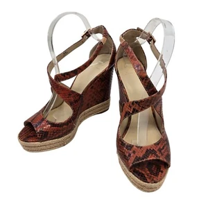 B Brian Atwood Leather Dekoda Snake-Print Platform Wedge Sandals Size 6 - Picture 1 of 10