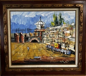 Morris Katz signiert Ölgemälde 1976 Klagemauer Israel Judaica  - Bild 1 von 7