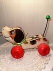 Vtg  Fisher Price Little Snoopy Wood Dog Pull Along Toy #2024 Spring Tail 1968