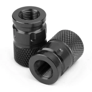 Pair CNC Black Anti-Thief Tire Valve Stem Caps For Car Truck Bike Motorcycle, - Picture 1 of 12