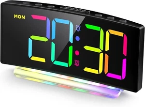 Wecker, Digitaler Wecker Nachttisch für Kinder Netzbetrieben, Modern Curved D - Bild 1 von 8