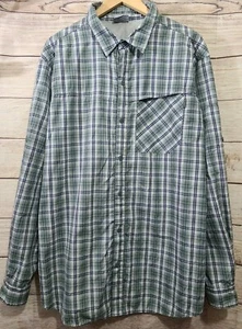Columbia Men's Insect Blocker Button Front Shirt Size XL Green Blue Plaid Casual - Picture 1 of 8