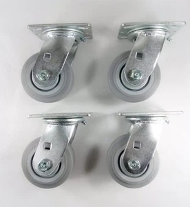 4" x 2" Non-Marking Rubber Caster(Flat) - Swivel (4EA) - Picture 1 of 4