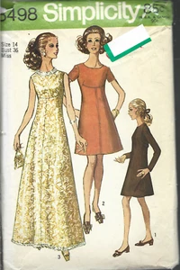 Vestido Vintage Simplicity Pattern #8498-Misses Talla 14, Busto 36 Clásico Años 60 - Imagen 1 de 1