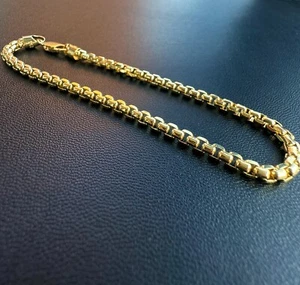 14K Real Gold Box Chain Bracelet, Gold Chain Bracelet- 3.5 MM -7''- 8'' -Unisex - Picture 1 of 5