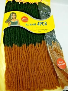 22"  Afro Faux Locs  Ombre Crochet Hair Extensions by Froyal 4 PCS +FREE CLOSURE - Picture 1 of 8