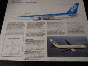 UP CLOSE ~ Boeing 767 Aircraft Plane Profile Data Print ~ NICE