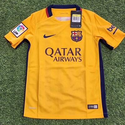 Nike Barcelona Away 15-16 Youth (Kids) Soccer Jersey Yellow-Red - Image 1 of 4