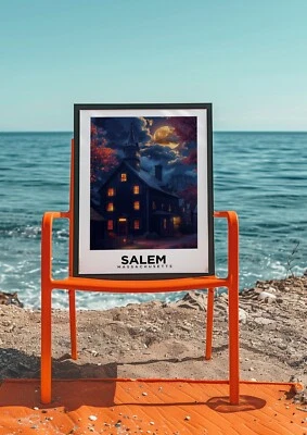 Salem Massachusetts Vintage Style Travel Poster - Home Decor, Wall Art - Image 1 of 4