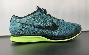 Nike Flyknit Racer Trainers Running 526628-401 Men’s Shoes Size 10 Blue Gecko - Picture 1 of 9