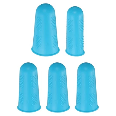 10Pcs Rubber Fingers Tips Finger Protectors Silicone Thimble 3 Sizes Blue - Image 1 of 4