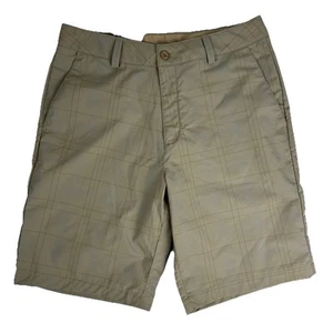 Under Armour Golf Chino Shorts Mens 32 Performance Stretch Plaid Check Khaki NEW - Picture 1 of 14