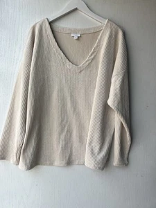 Suéter Pullover J. Jill Chenille Cuello en V Crema Talla Grande 3X - Imagen 1 de 7