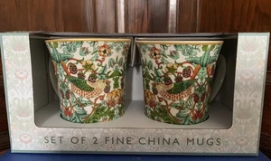 William Morris Strawberry Thief Set of 2 China Mugs The Leonardo Collection - Picture 1 of 3