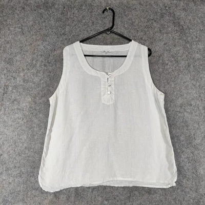 Sahara Top Size XL White 100% Linen Vest Tunic Layering Basic Capsule Lagenlook - Image 1 of 4