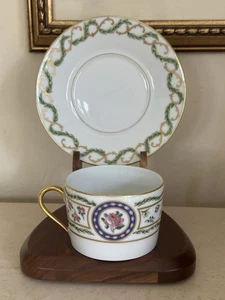 Haviland Limoges LOUVECIENNES France Flat Teacup Tea Cup & Saucer Set EXCELLENT! - Picture 1 of 20