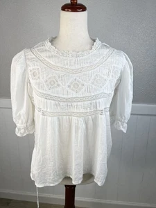 Antique Edwardian Cotton Sheer Pintuck Cotton Blouse Lace Embroidered Coquette - Picture 1 of 24