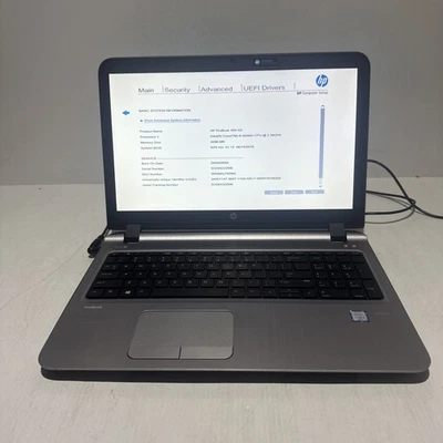 Hp Probook 450 G3 15" Laptop i5-6200u 4gb Ram No Drives Boots Bios No Back Cover - Image 1 of 4