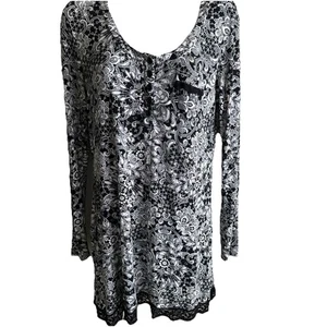 Camisón Soma XSmall Negro/Blanco Manga Larga Camisón Cuello Redondo Encaje Suave - Imagen 1 de 14