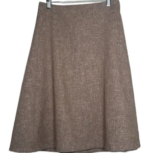 Gonna vintage anni 60 Pendleton lino midi MOD beige marrone taglia 16 completamente foderata rara come nuova - Foto 1 di 15