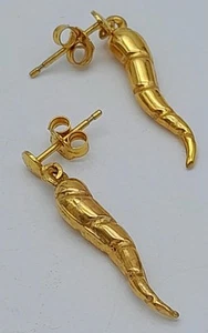 Vintage Ohrringe 9 kt antik Cornicello Horn reichlich 9 kt Gold Italien - Bild 1 von 4