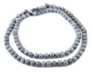 Silver Round Druzy Agate Beads 8mm Grey Gemstone 16 Inch Strand