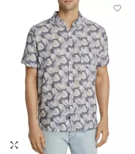 $118 RAILS camicia uomo XL CARSON ardesia acqua hawaiana lino tropicale rayon spiaggia - Foto 1 di 17