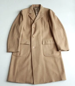 Vintage 80s Camel Colored Button Front Patch Pocket Polo Coat USA Made Sz 44 - Picture 1 of 6