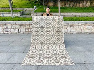 BOHEMIAN ANTIQUE MODERN VINTAGE OUSHAK RUG WOOL HAND-KNOTTED TURKISH LARGE RUG - Picture 1 of 12