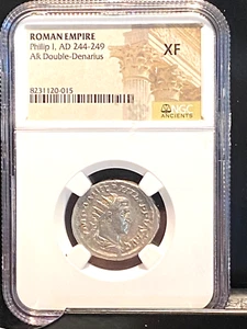 #C22 NGC XF ,Philip I,Silver Anton.Rev.Annona,High Grade,Roman Coin, - Picture 1 of 6
