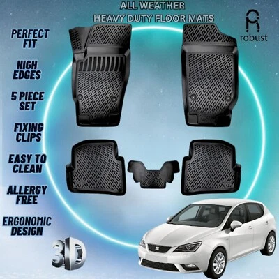 Alfombrillas de coche personalizadas para Seat Ibiza 2009-2017 TPE goma para todo tipo de clima forros 3D Foto 1 de 4