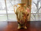 Nippon Vase with Moriage Gold Trim about Florals Double Handled Footed