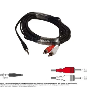 Kabel Audio Stereo Mini Stecker 3,5 mm 1/8" Dual Koax RCA links rechts 25 Fuß #100428 - Bild 1 von 2