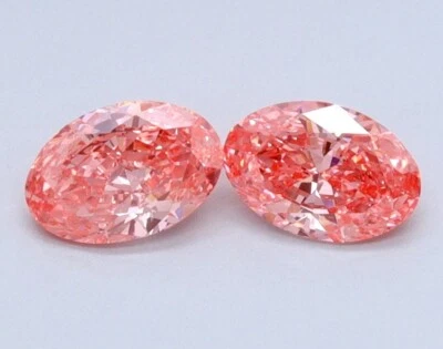 PINK Oval Pair Fancy 1.48 Cts VS1 Lab Grown CVD Diamond for Earring - Image 1 of 4