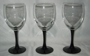 3 Black Stem Wine Goblets 9 Ounce - Picture 1 of 3