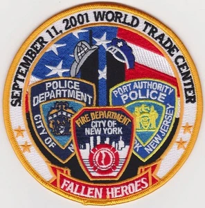 Parches bordados FALLEN HEROES 9-11, 2001 5" diámetro planchado - Imagen 1 de 1