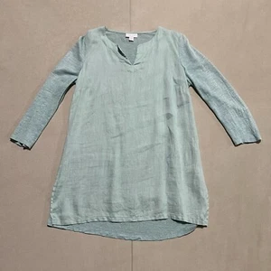 J. Jill Linen Tunic Shirt Lightweight 3/4 Sleeve Blouse Top Light Teal Womens XS - Picture 1 of 12