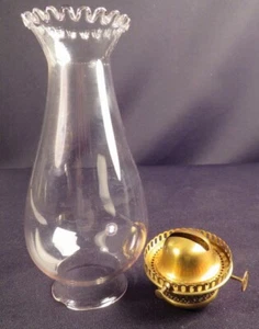 1860-70's Wick Trimmer Patent #2 Kero Oil Burner & 2 5/8" Petal Top Lip Chimney - Picture 1 of 8