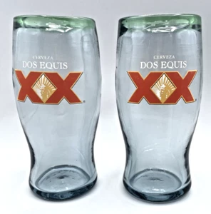 Dos Equis XX Pint Gläser 2er Set recycelt gebogen Barware Y2K 2000er Promo Vintage - Bild 1 von 10