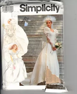 Abito da sposa foderato Simplicity 7429 1991 taglia 8-16 - Foto 1 di 2