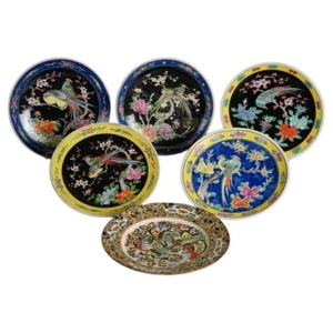 Seis platos antiguos japoneses de porcelana Satsuma pintados a mano C1920 - Imagen 1 de 7